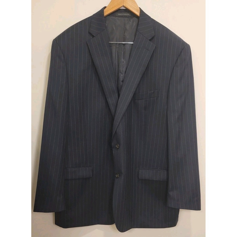 Ralph Lauren LRL Men's 48L Suit Jacket Navy Sport Coat Striped‎ Wool EUC
